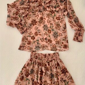 Misa Los Angeles Floral Mini Dress - Pink and Brown